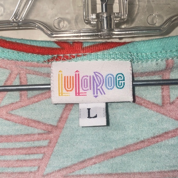 LuLaRoe Teal & Orange Geometric Shapes Julia Midi Dress - Picture 6 of 6